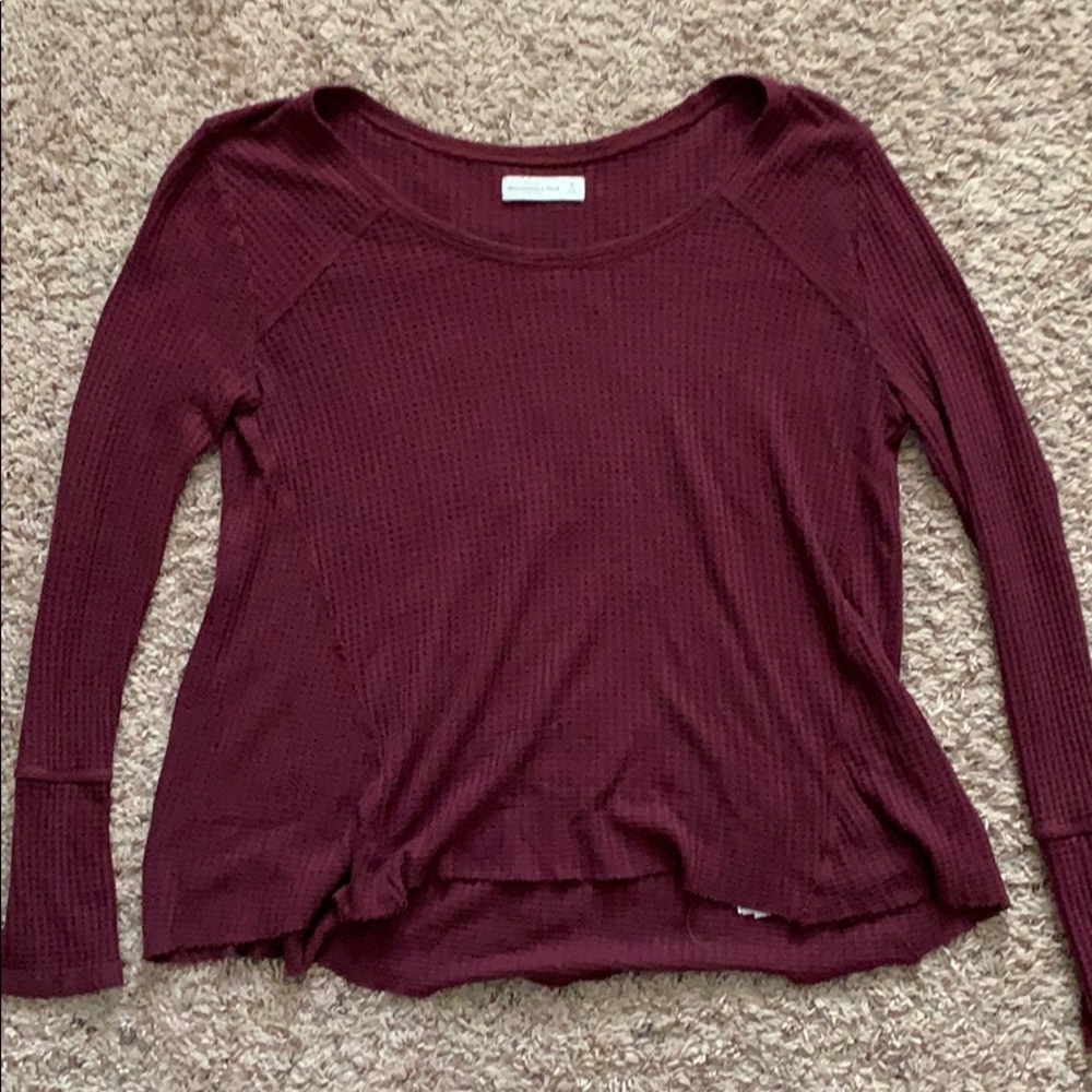 Burgundy Abercrombie Long Sleeve Waffle Knot